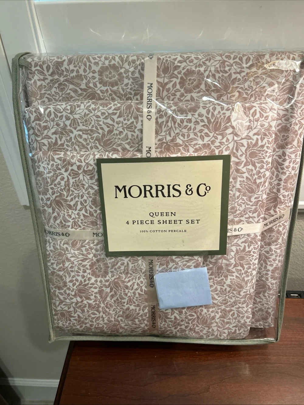 William MORRIS & CO. QUEEN Sheet Set Mallow 100% Cotton Percale 4pcs - NIP